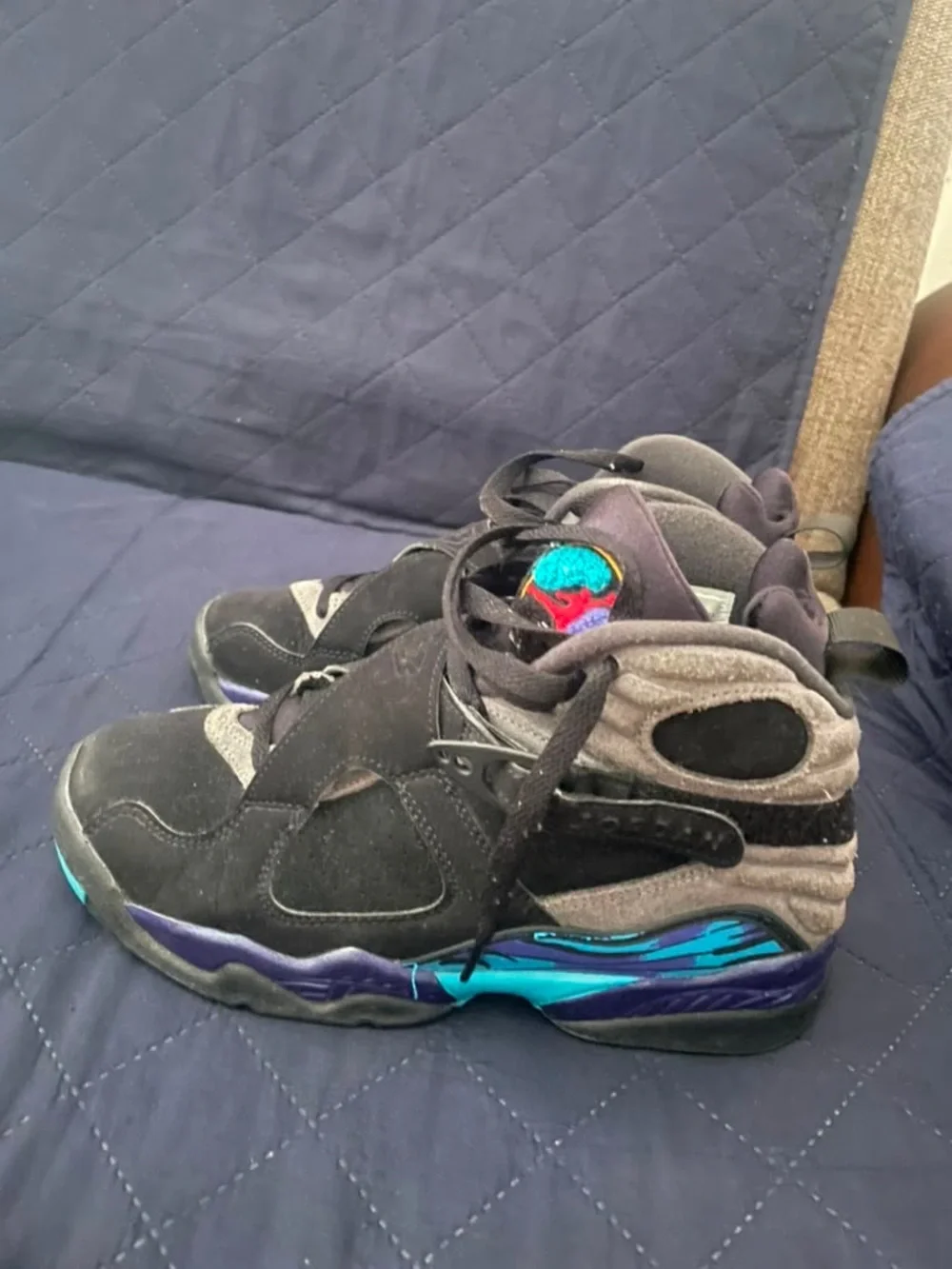 Jordan Kids Black Sneakers with Teal and Purple Accents